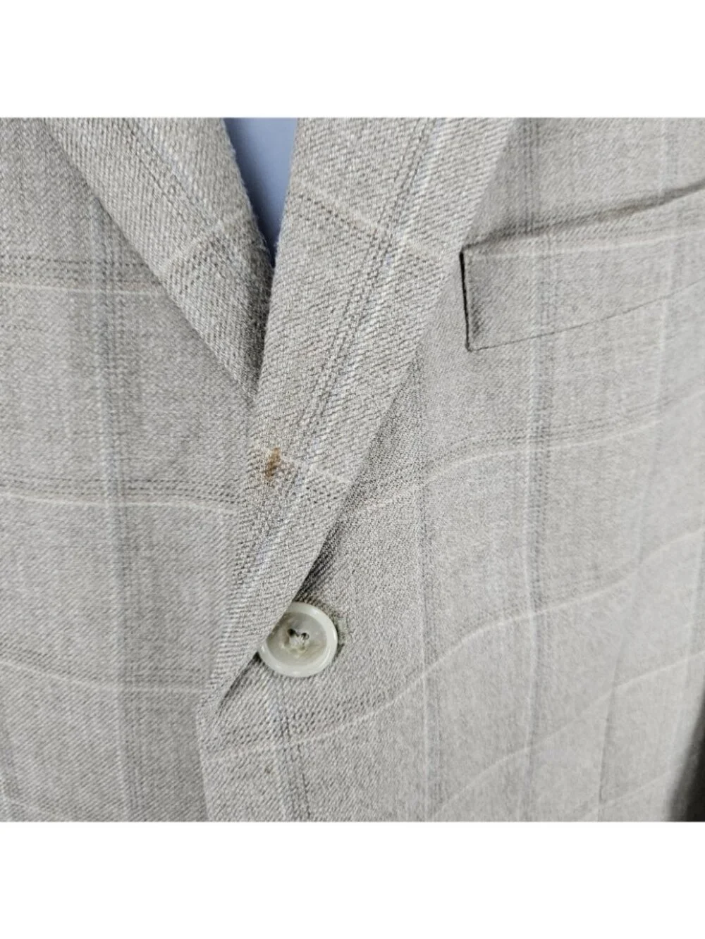 Stafford Beige Silk Wool Executive 3 Button Ventless Notch Blazer Sport Coat 42R